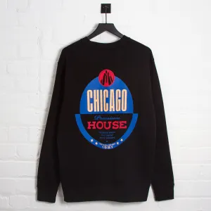 Slim Silhouette product poplin smoothness Chicago House Back Print - Sweatshirt - Black