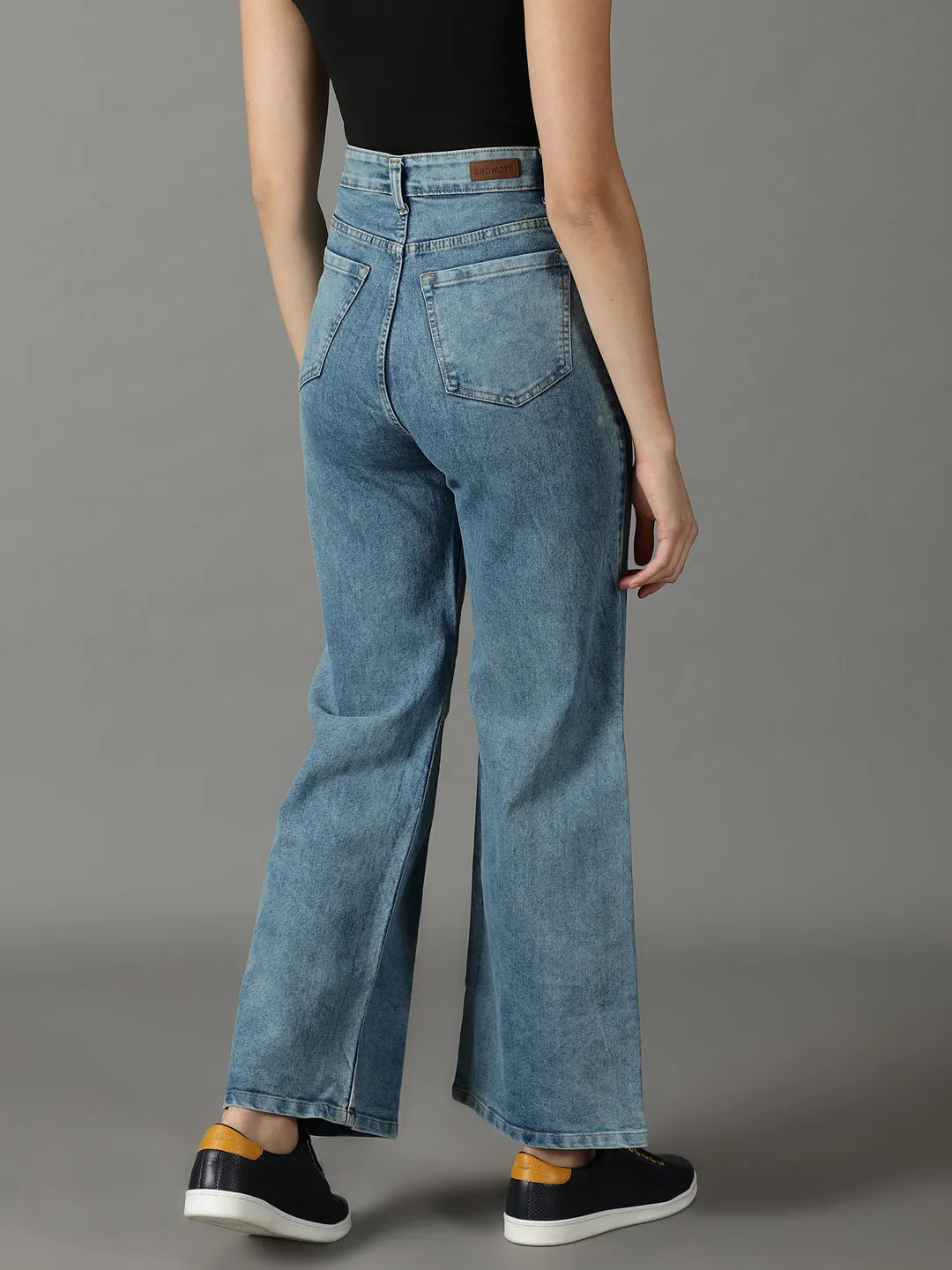 Weekend Ready Chill Comfort Women's Blue Wide Leg High-Rise Stretchable Jeans