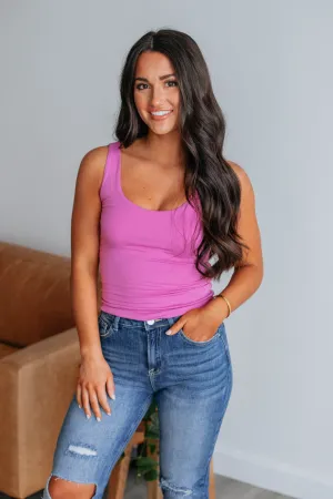 Tubular Knit Structure Delta Basic Tank - Orchid