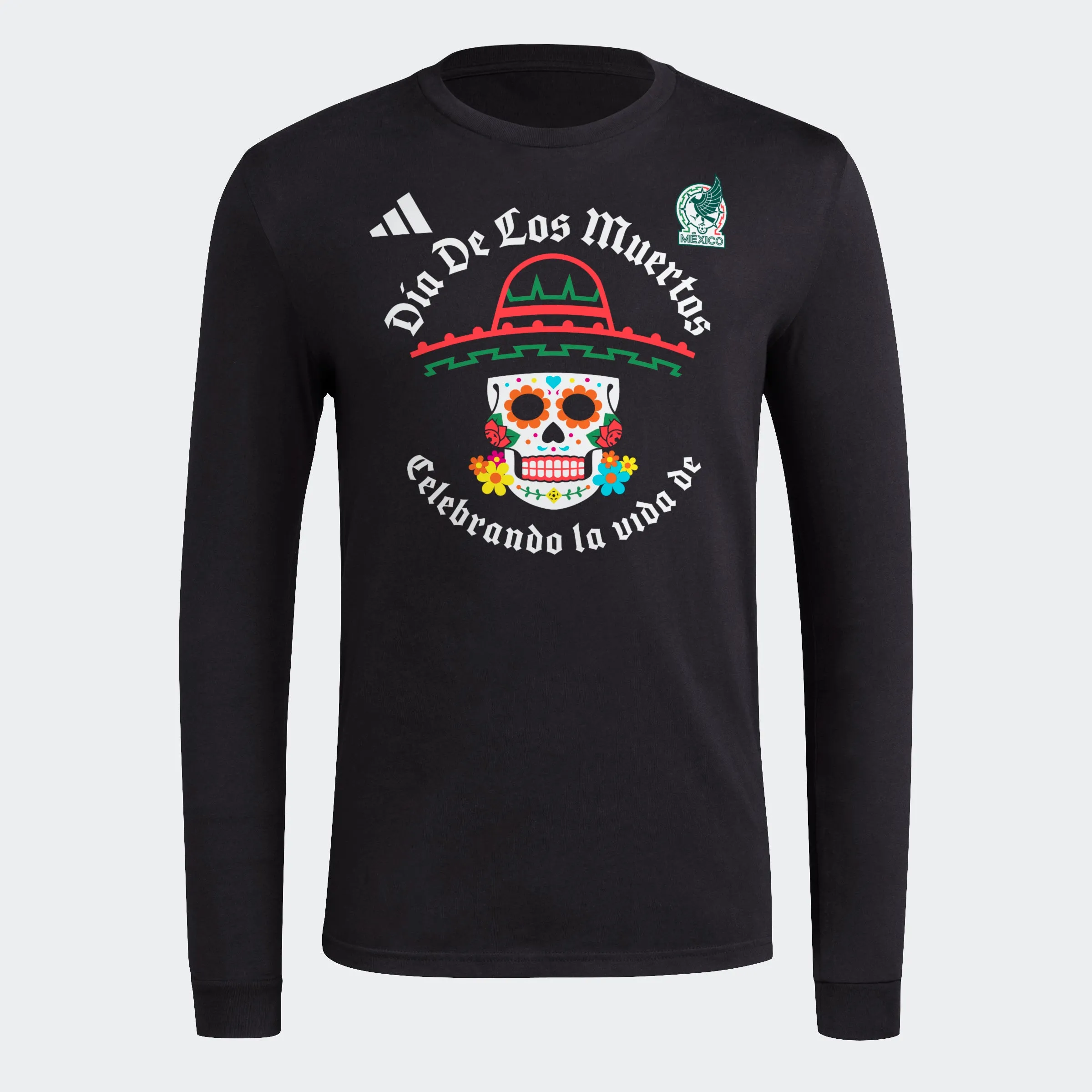 Casual Layer Look High Durability Weave adidas SKULL SOMBRERO M FRESH Long Sleeve Tee | Black | Men's