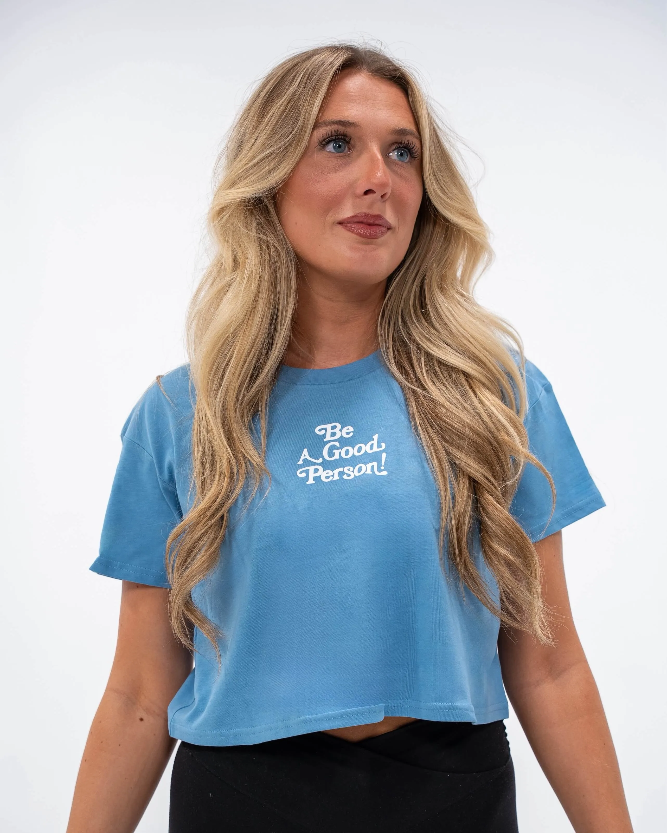 Exclamation Crop Top - Carolina Blue Sporty and Cool Sporty Top