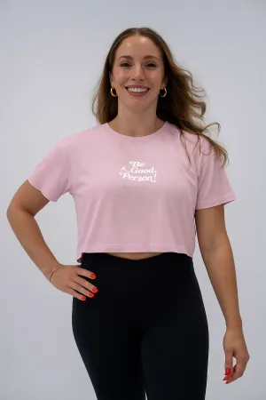 Light Casual Exclamation Crop Top - Orchid