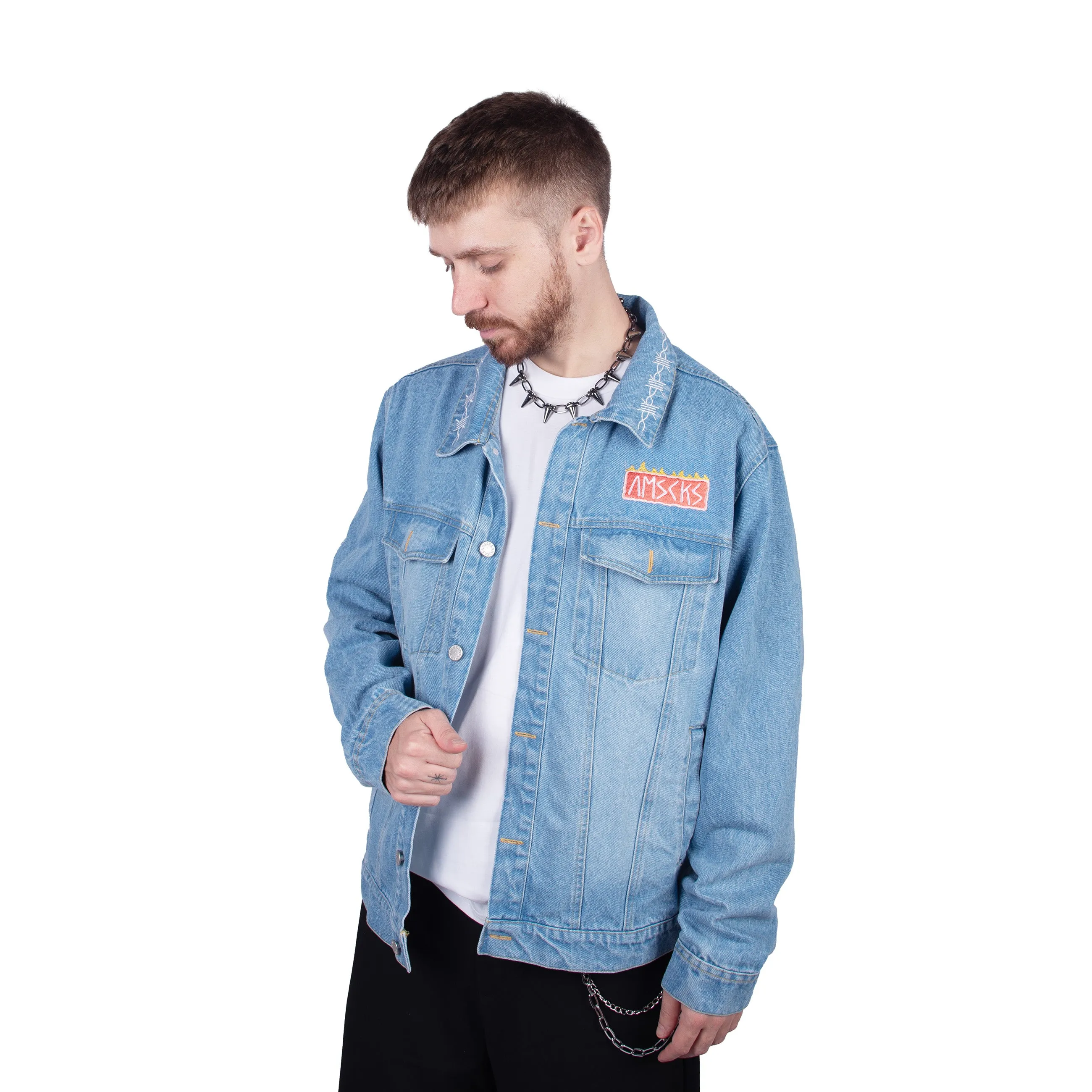 Fallen Angel ?C Denim Jacket Flexible Elasticity Checkered Style