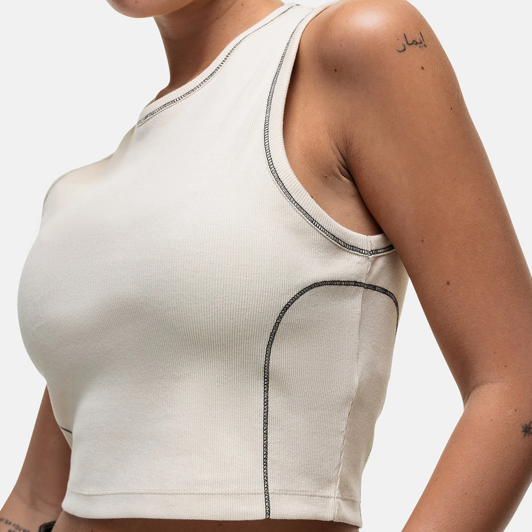 Lightweight Comfort UltraLightweight Overlock Vintage White Vest Top