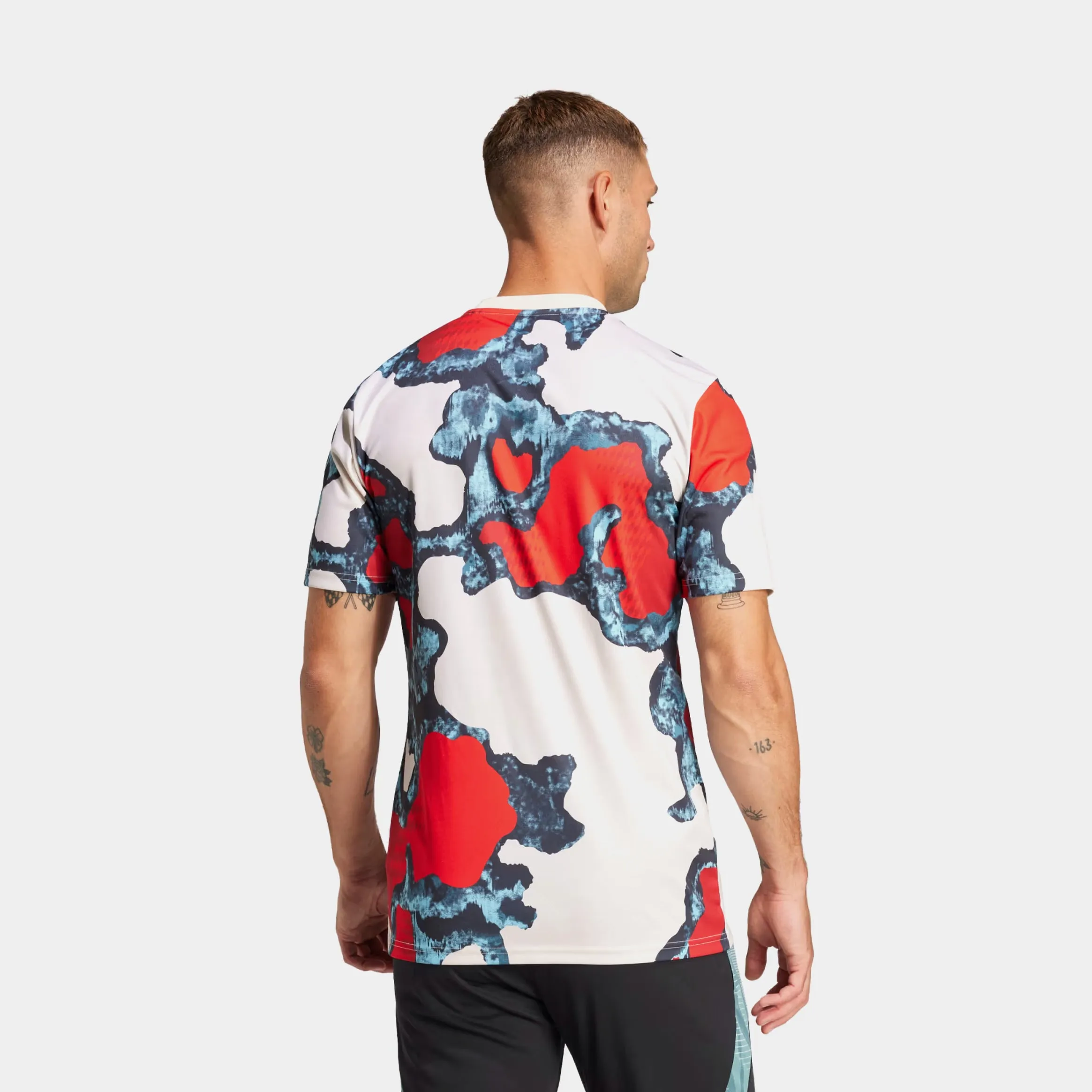 FC Bayern 24/25 Pre Match Mens Jersey (White/Red) Anti Microbial Finish Minimal Detail