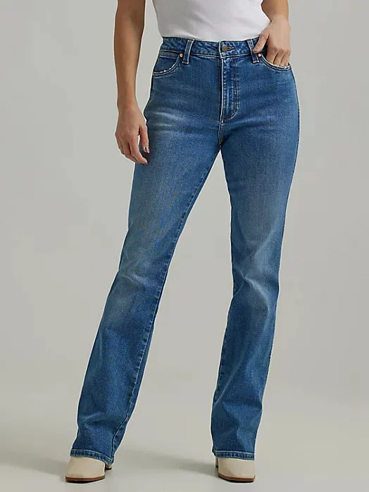 Perfect Length Cool And Clean Wrangler Retro Women's Bailey High Rise Bootcut Jean in Ember