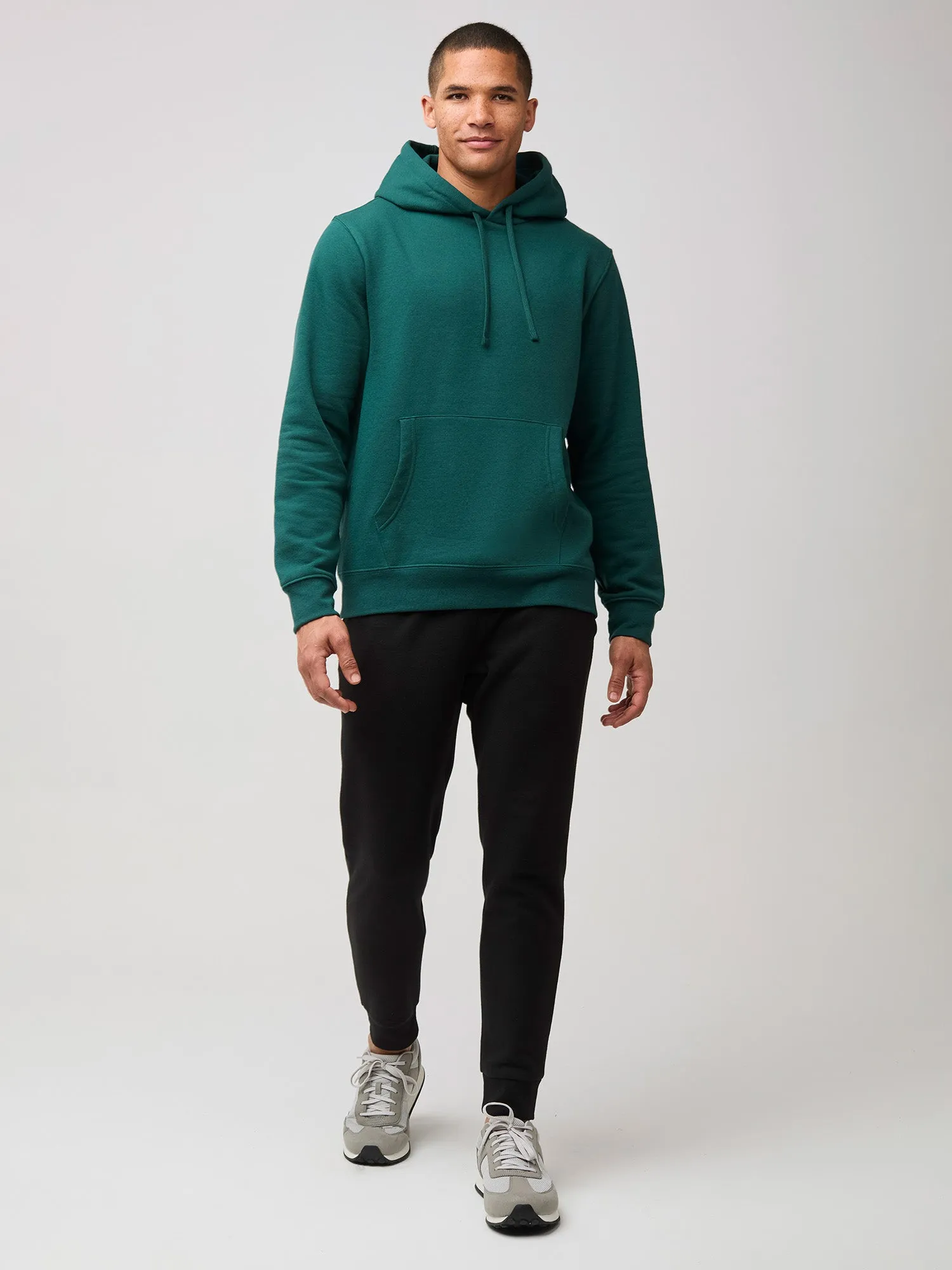 Dark Emerald Pullover Hoodie Classic Cut Reinforced Shoulder Seams