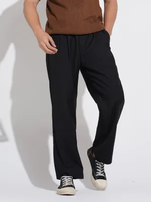 Trendy Look Men's Black Regular Fit Trousers