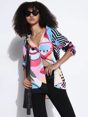 Women's Graphic Multi Oversized Shirt Comfy Casual Wear Minimalist Look