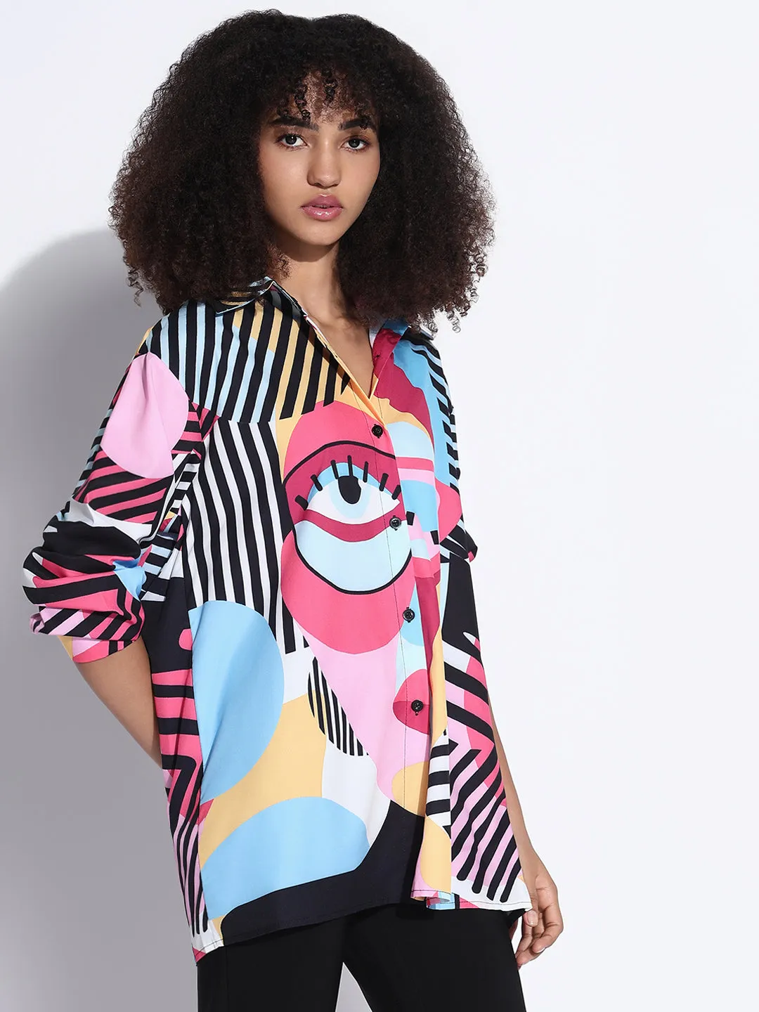 Women's Graphic Multi Oversized Shirt Classic Wearable SeamFreeShoulders