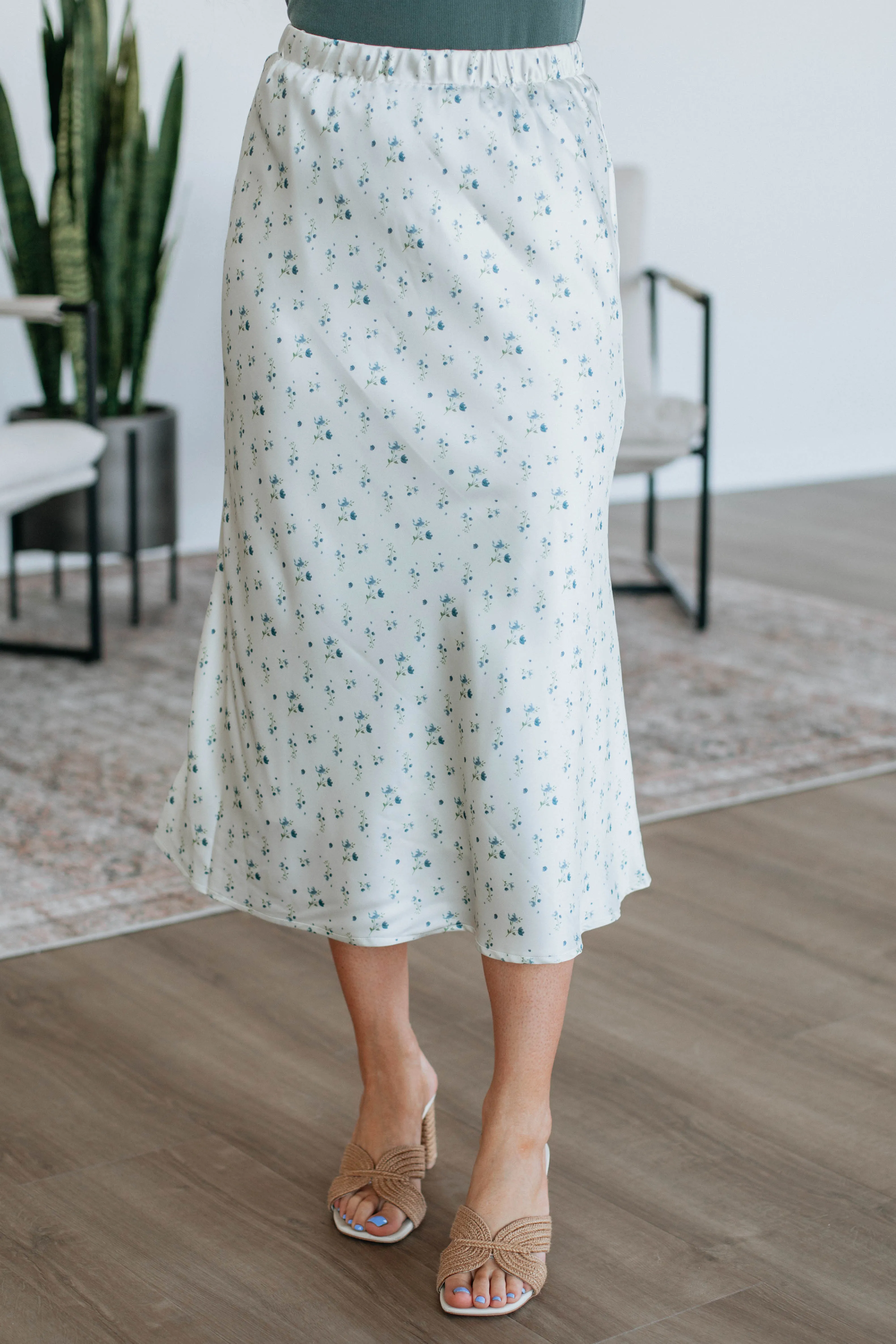 Denalia Floral Skirt Day Ready Monochrome Outfit