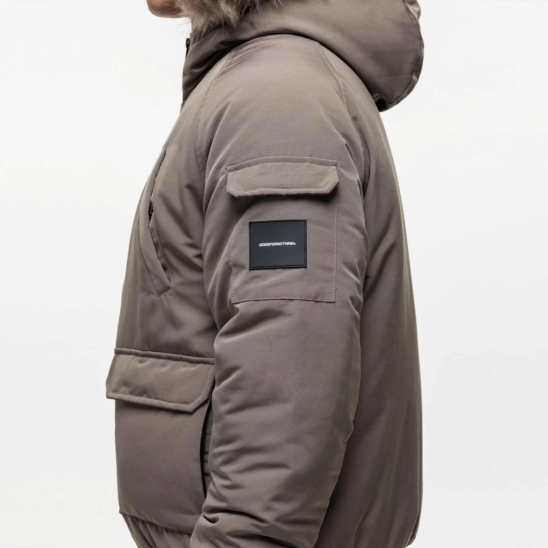Fortitude Taupe Parka Bomber Durable Outer Layer Sealed Seam Construction