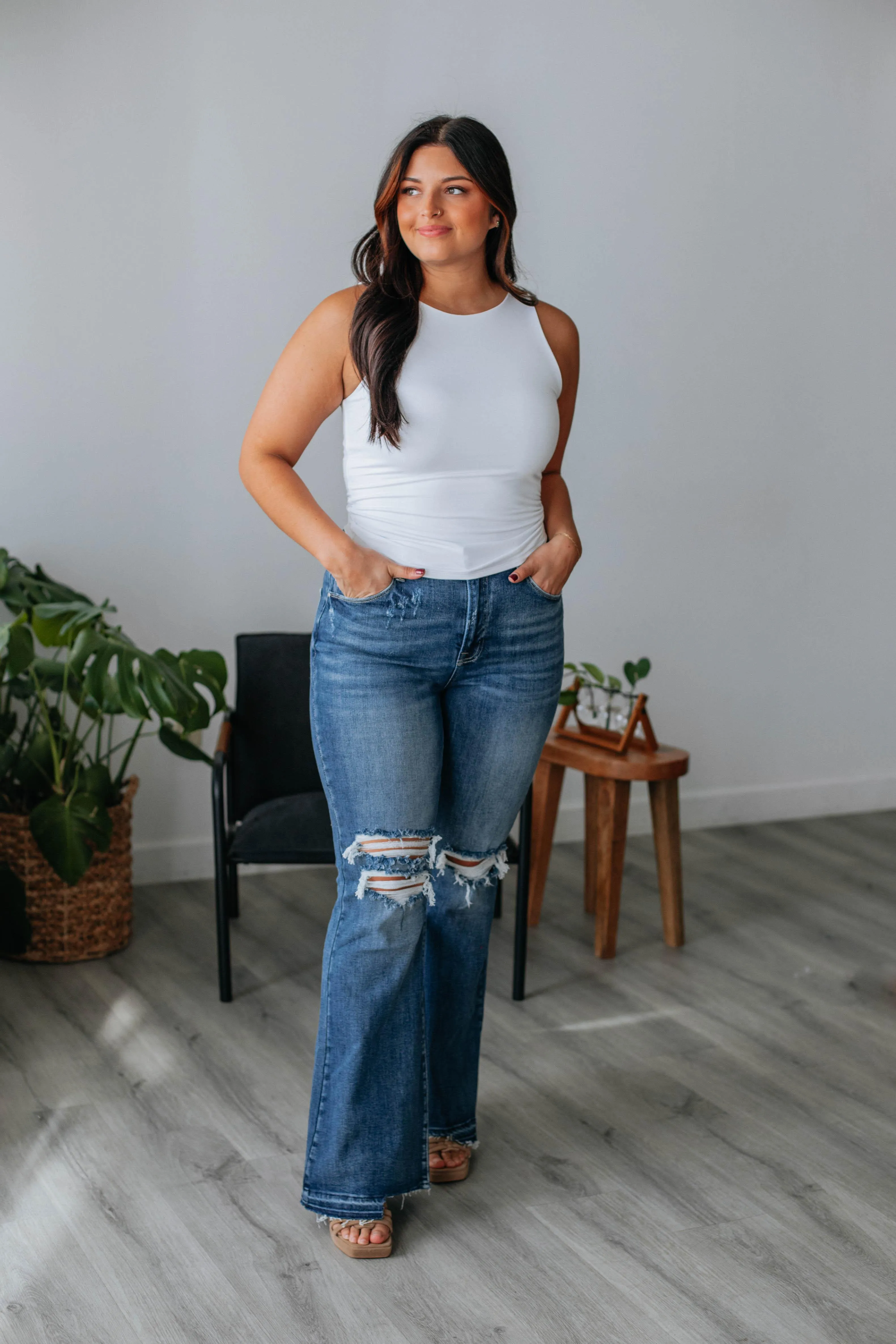 Taped Neckline Modern innovation Ariel Basic Tank - Ivory