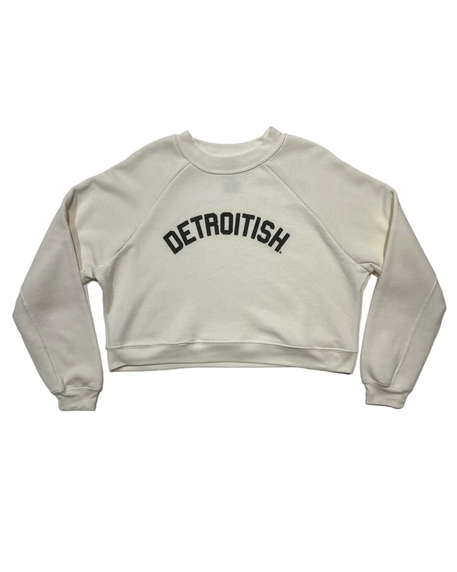 Ink Detroit - Detroitish Women's Raglan Crop Crewneck - Bone Snug Wear product premium quality