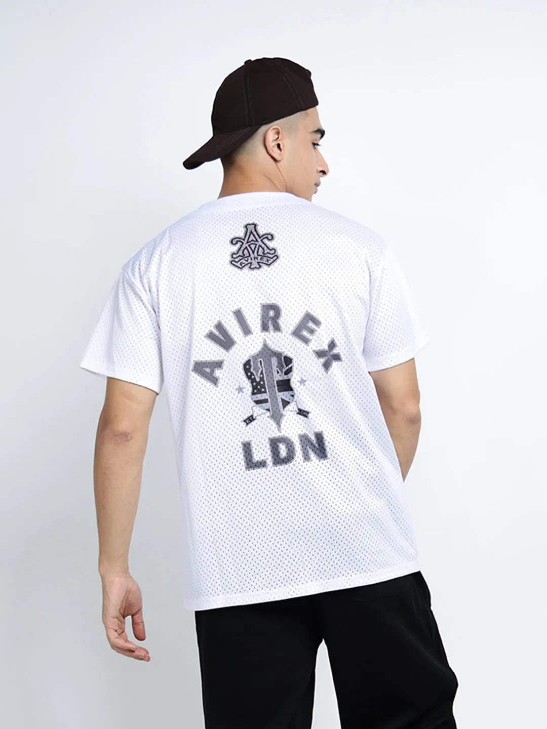 Stretchable Fabric Men's Graphic Print White Short Sleeves V-Neck Relaxed Fit T-Shirt with Button Details