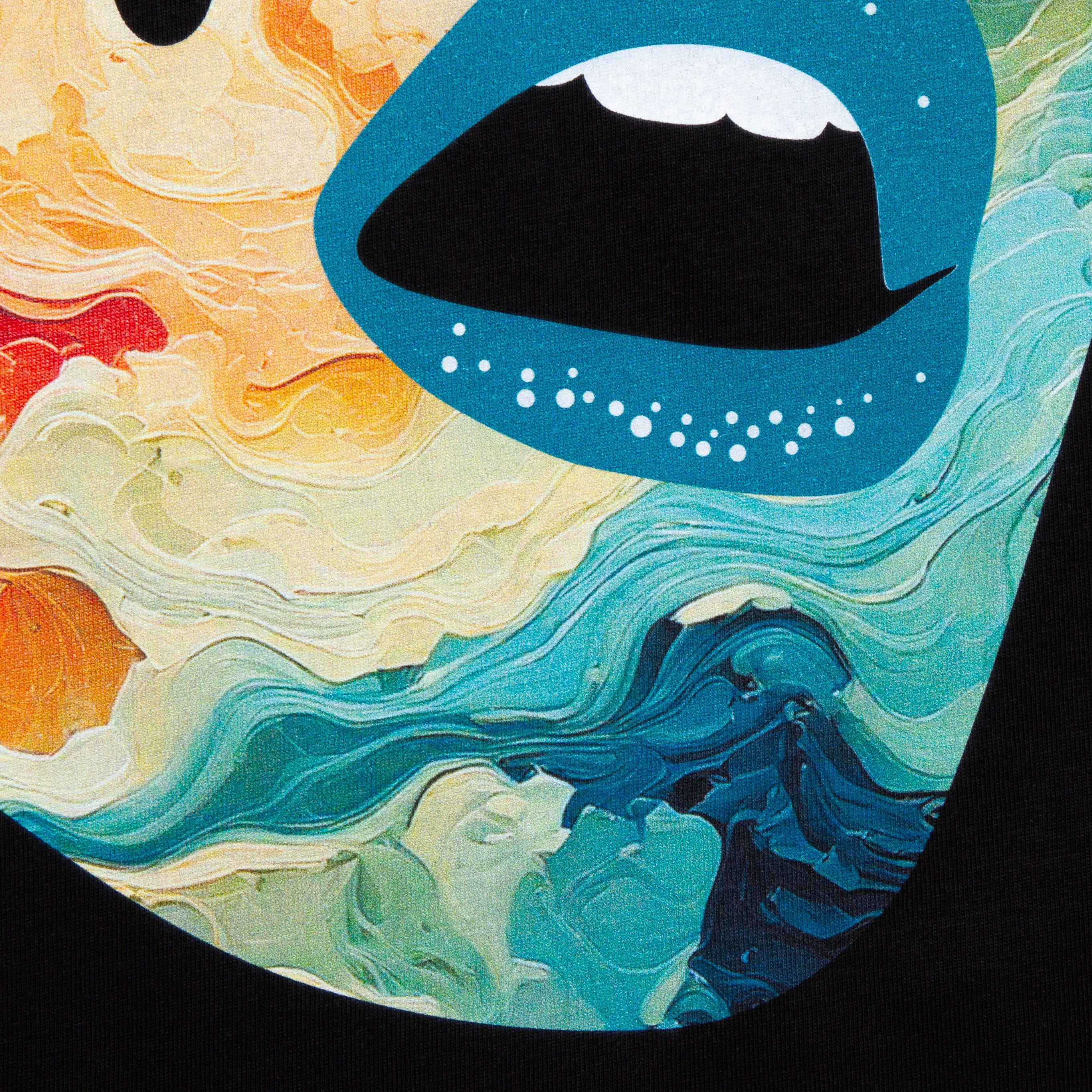 Cold-Weather Wear Droplet Face 014 Front Print - Sweatshirt - Black