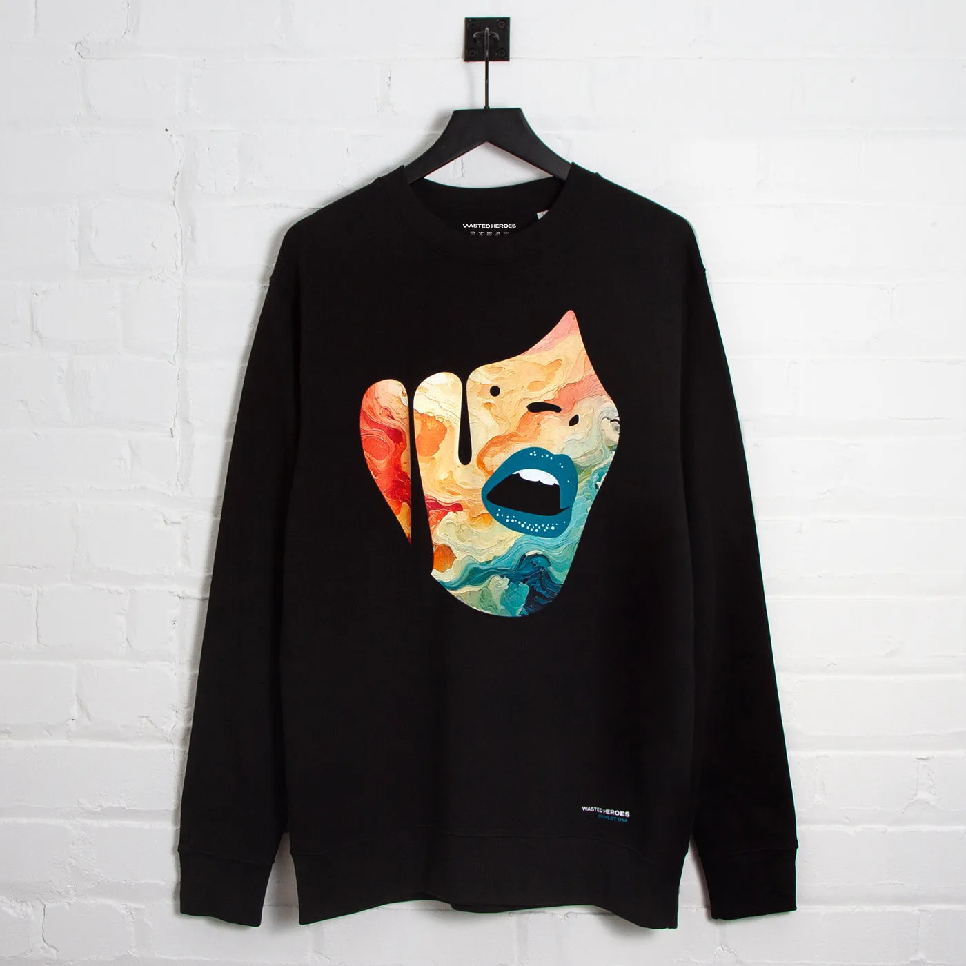 Holiday Wear Cozy Trend Droplet Face 014 Front Print - Sweatshirt - Black