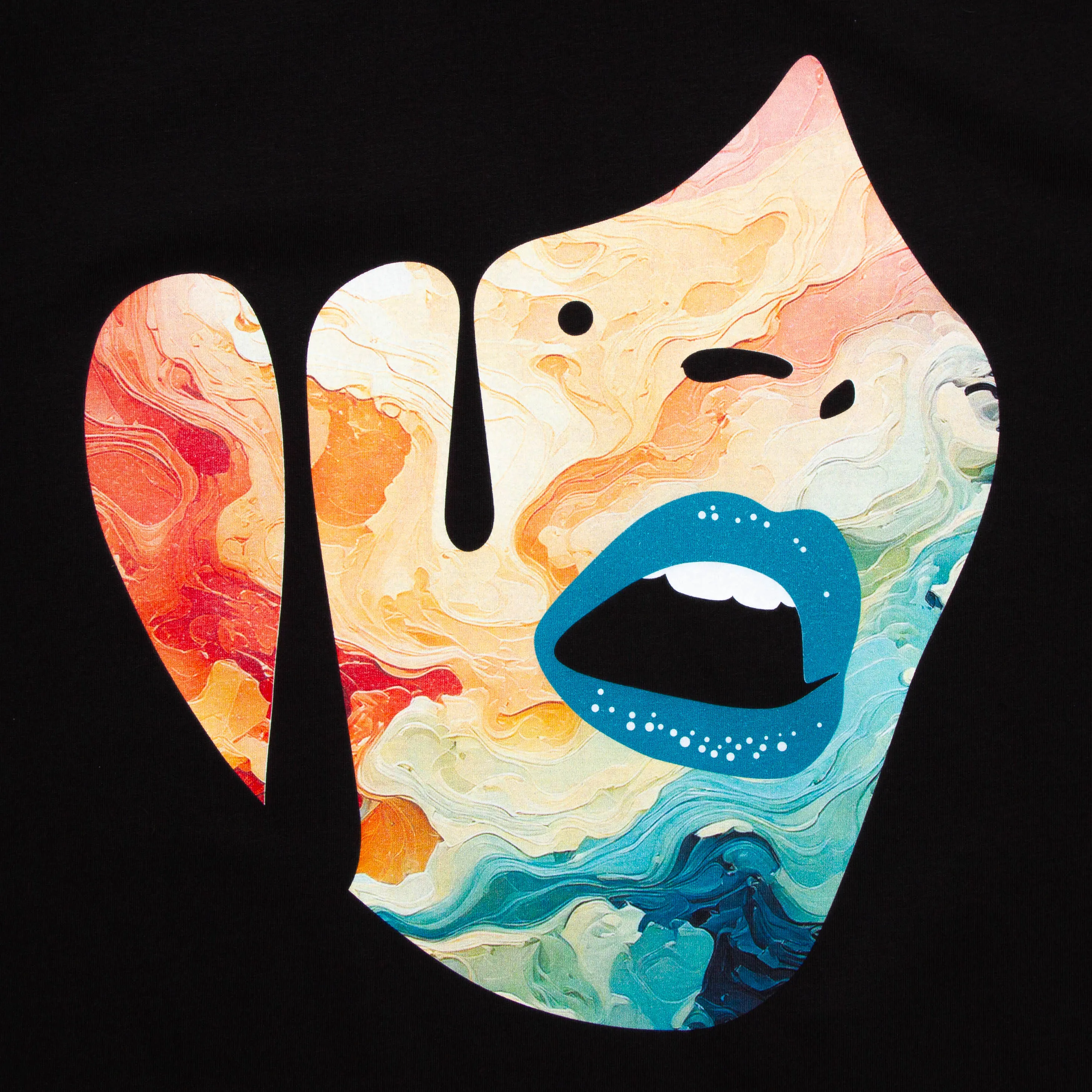 Droplet Face 014 Front Print - Sweatshirt - Black Breathable wear