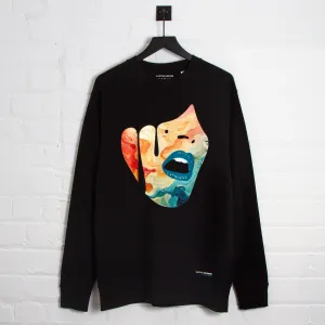 Holiday Wear Cozy Trend Droplet Face 014 Front Print - Sweatshirt - Black