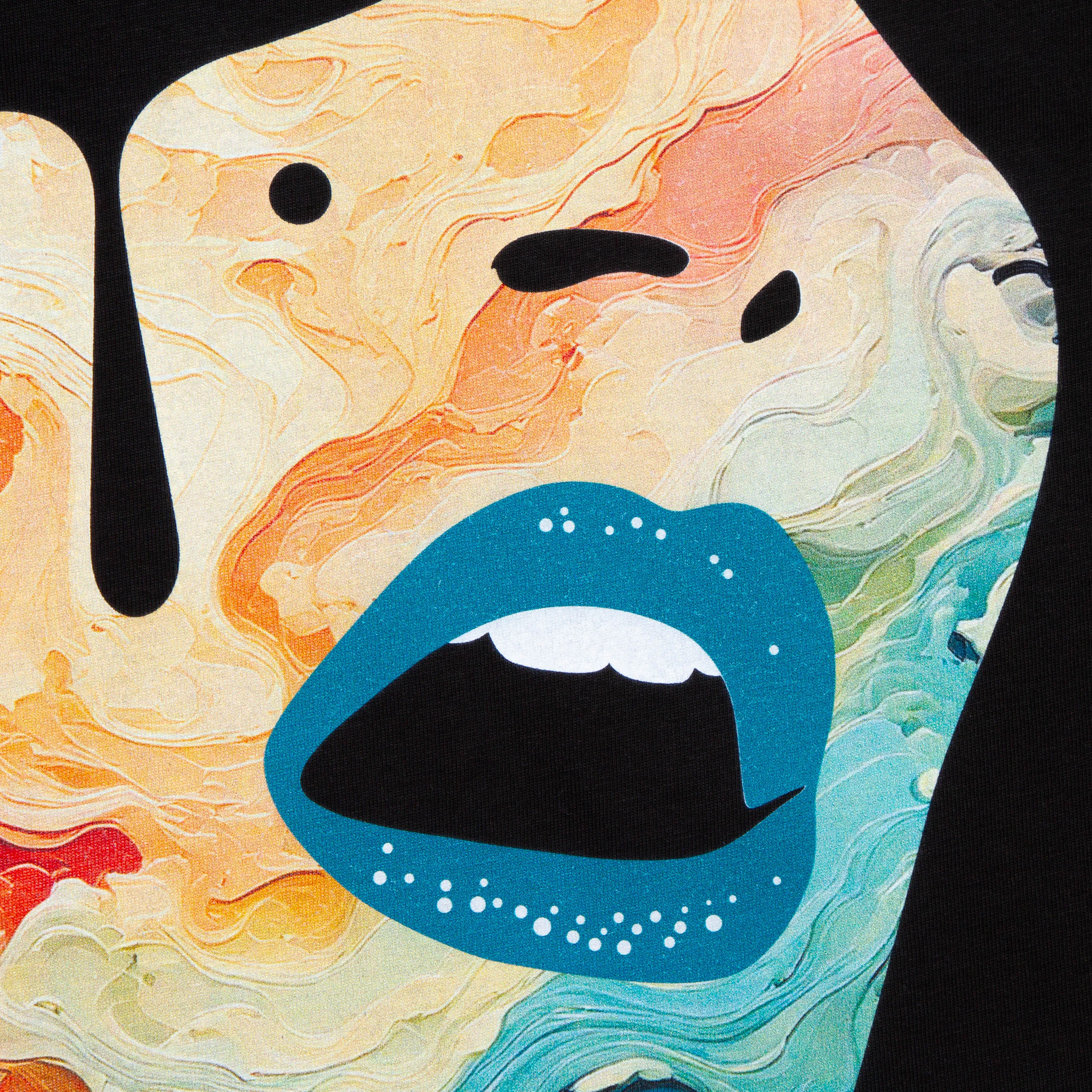 Daily Style Droplet Face 014 Front Print - Sweatshirt - Black