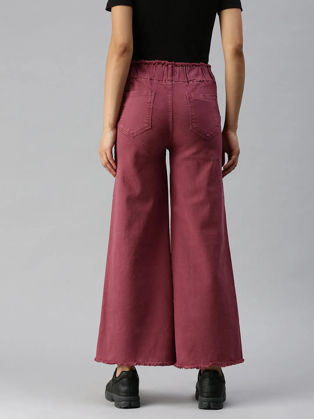 Women's Mauve Wide Leg High-Rise Stretchable Coloured Jeans Essential Look