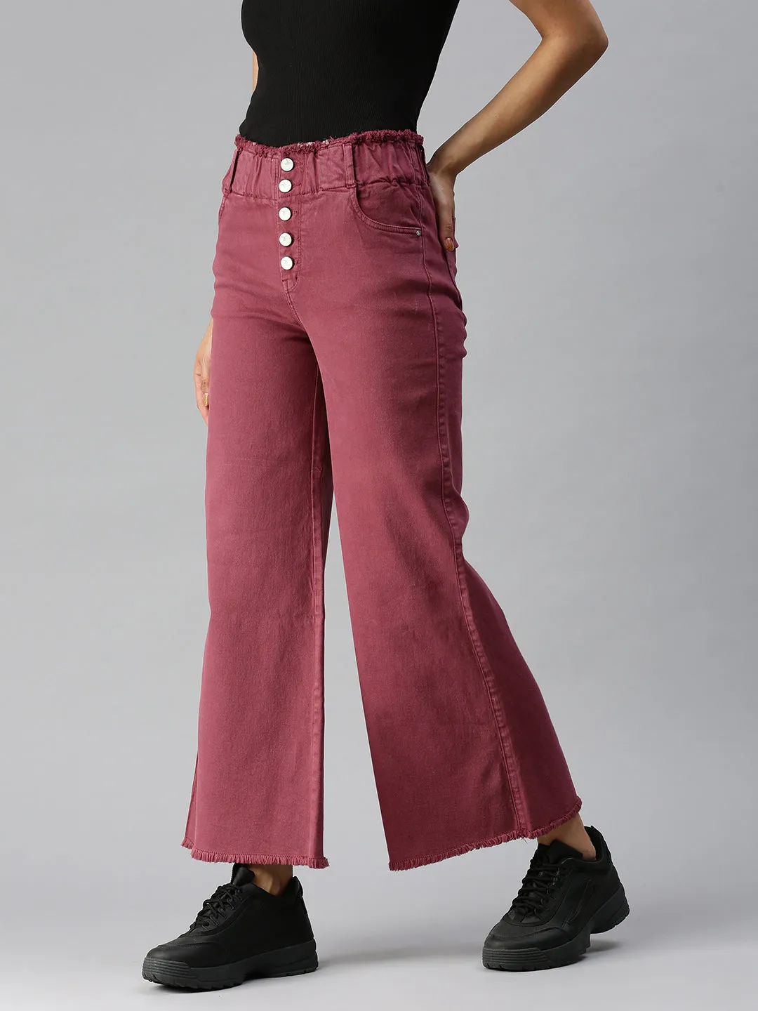 Women's Mauve Wide Leg High-Rise Stretchable Coloured Jeans Go Everywhere Family Style Casual Work Meeting