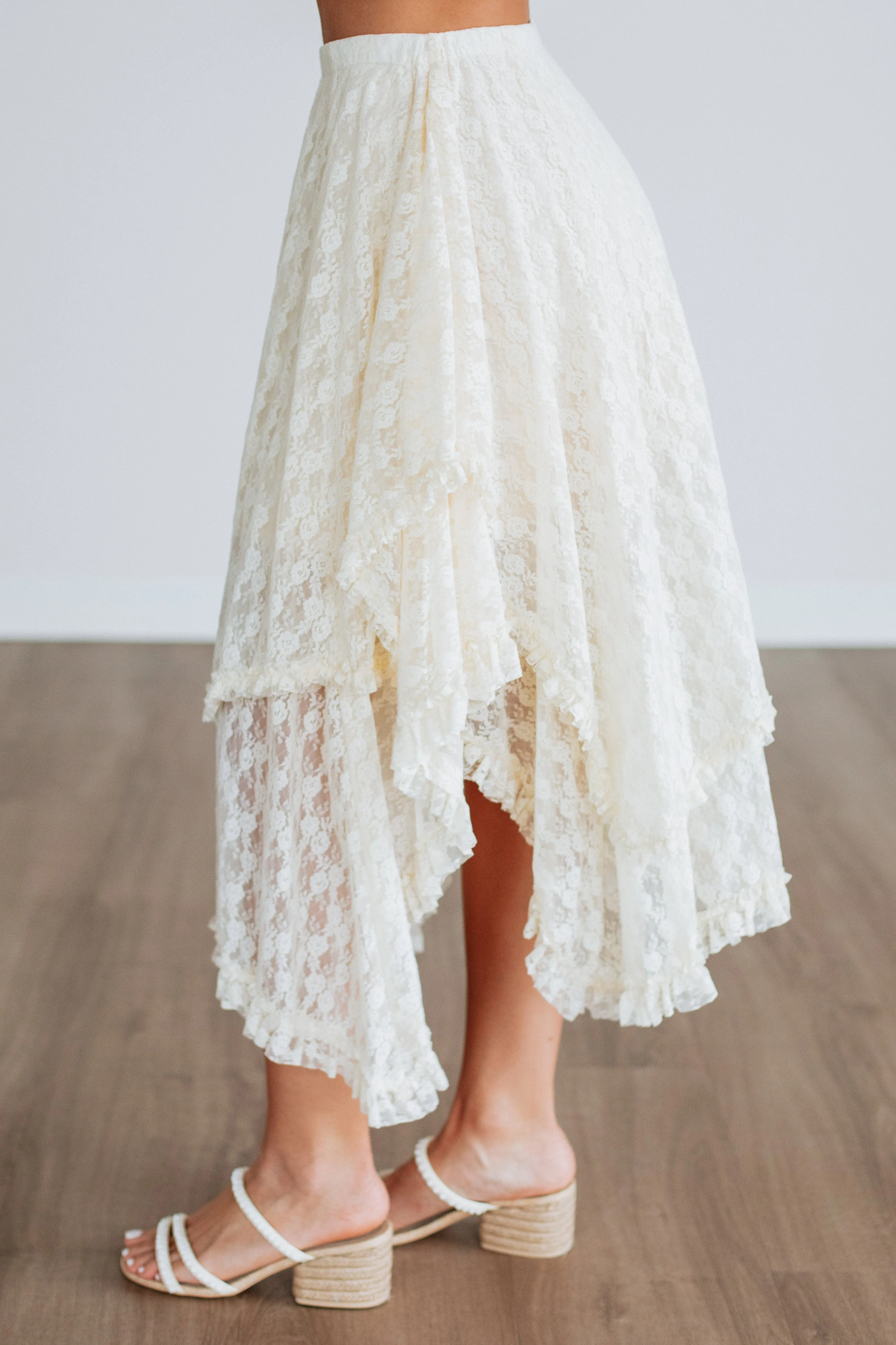 Matching Belt Giselle Lace Midi Skirt