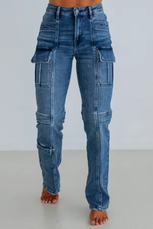 Cool And Clean Tracey Hidden Cargo Jeans - Dark Wash