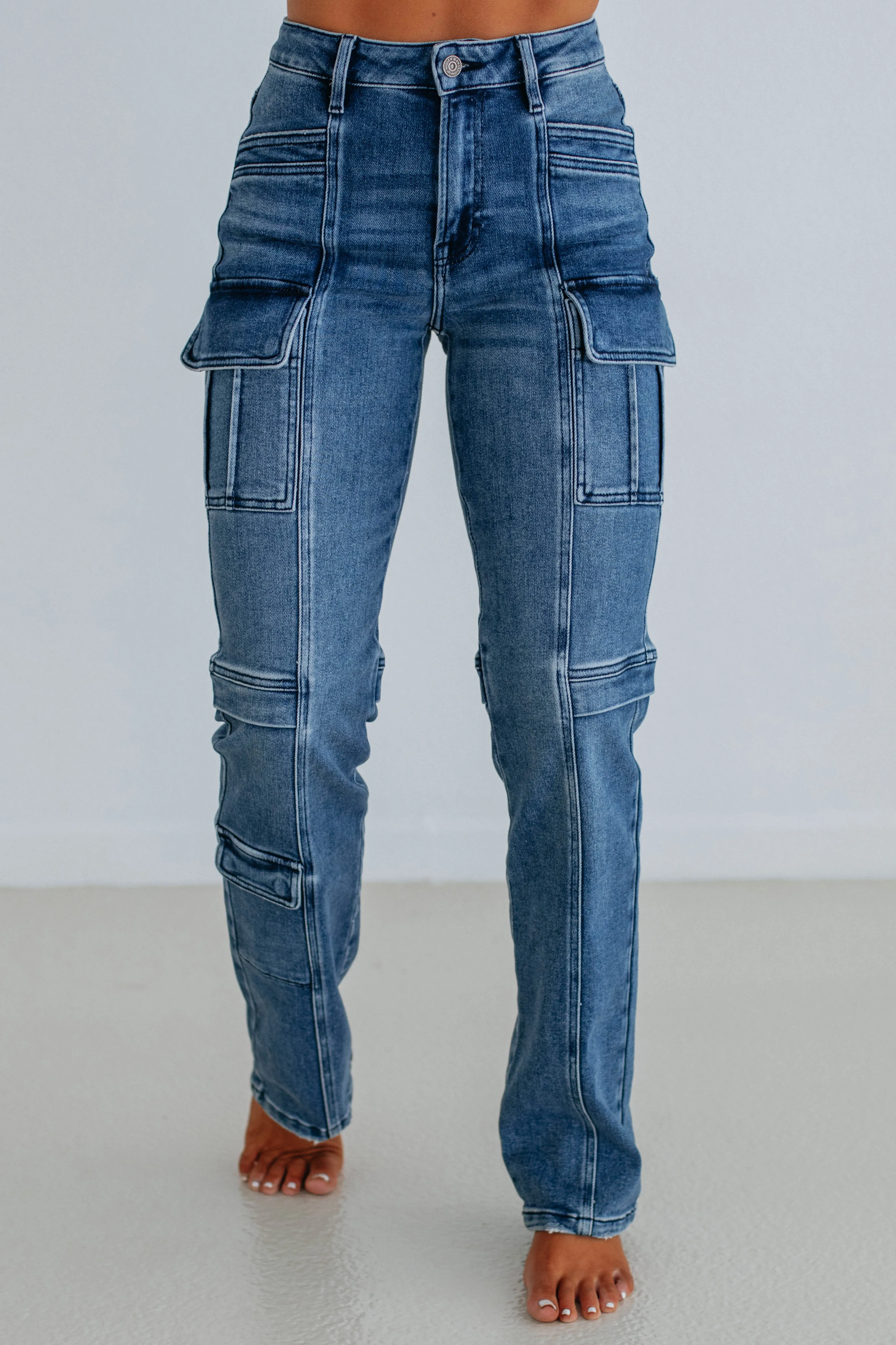 Cool And Clean Tracey Hidden Cargo Jeans - Dark Wash