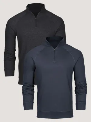 Colorfast Material Odyssey Blue   Charcoal Quarter Zip 2-Pack