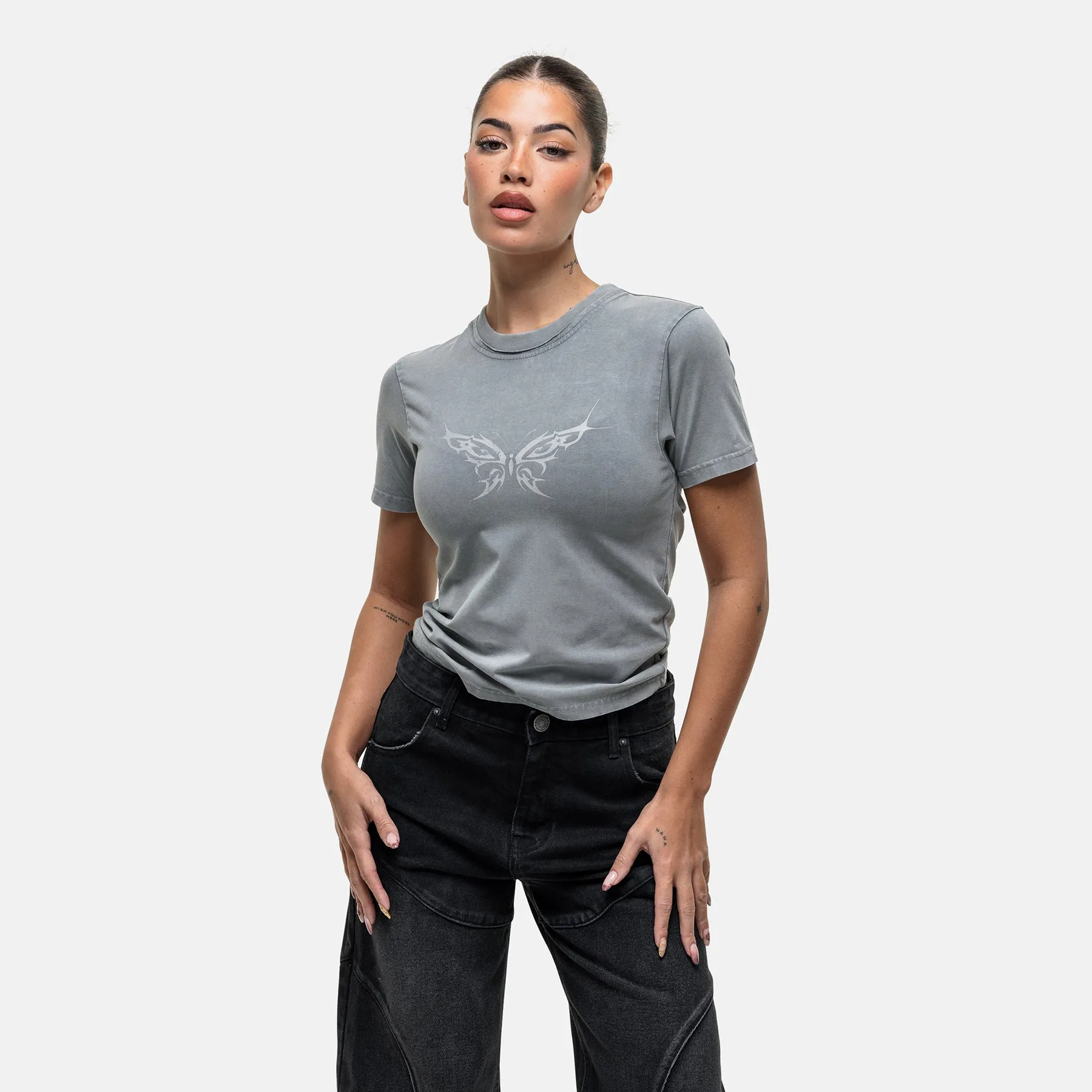 semi-formal style Vintage Tattoo Grey T-shirt