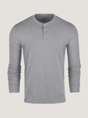 Heather Grey Long Sleeve Henley Ribbed Neckline