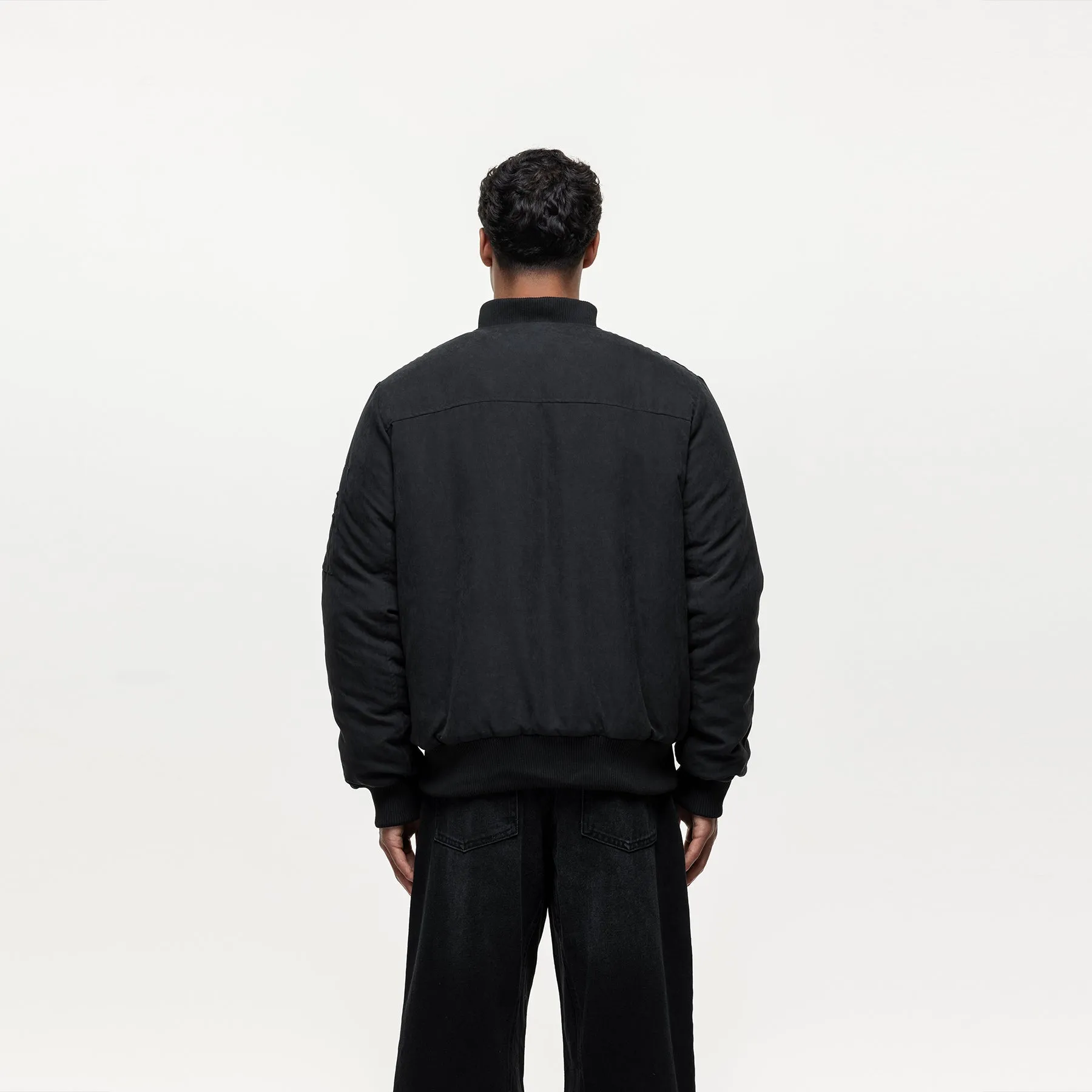 TemperatureRegulating Fabric Track Black Bomber Jacket