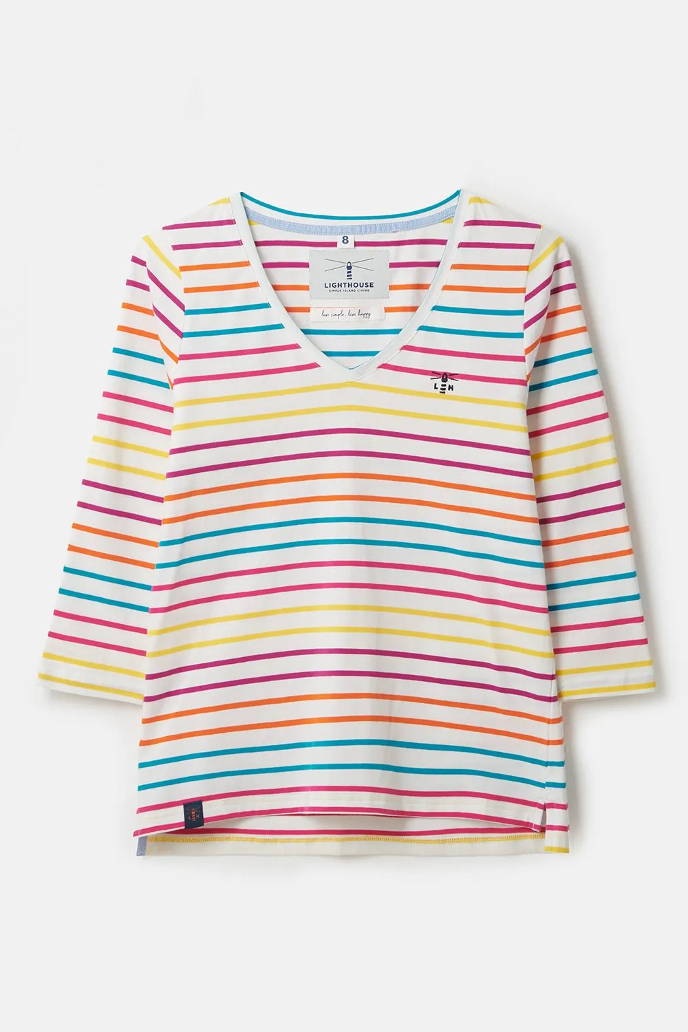Chill Wear Comfort Fit Ariana Top - Teal Pink Stripe