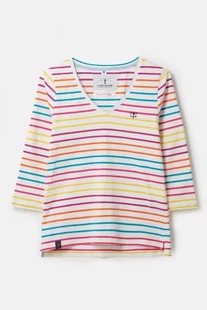 Chill Wear Comfort Fit Ariana Top - Teal Pink Stripe