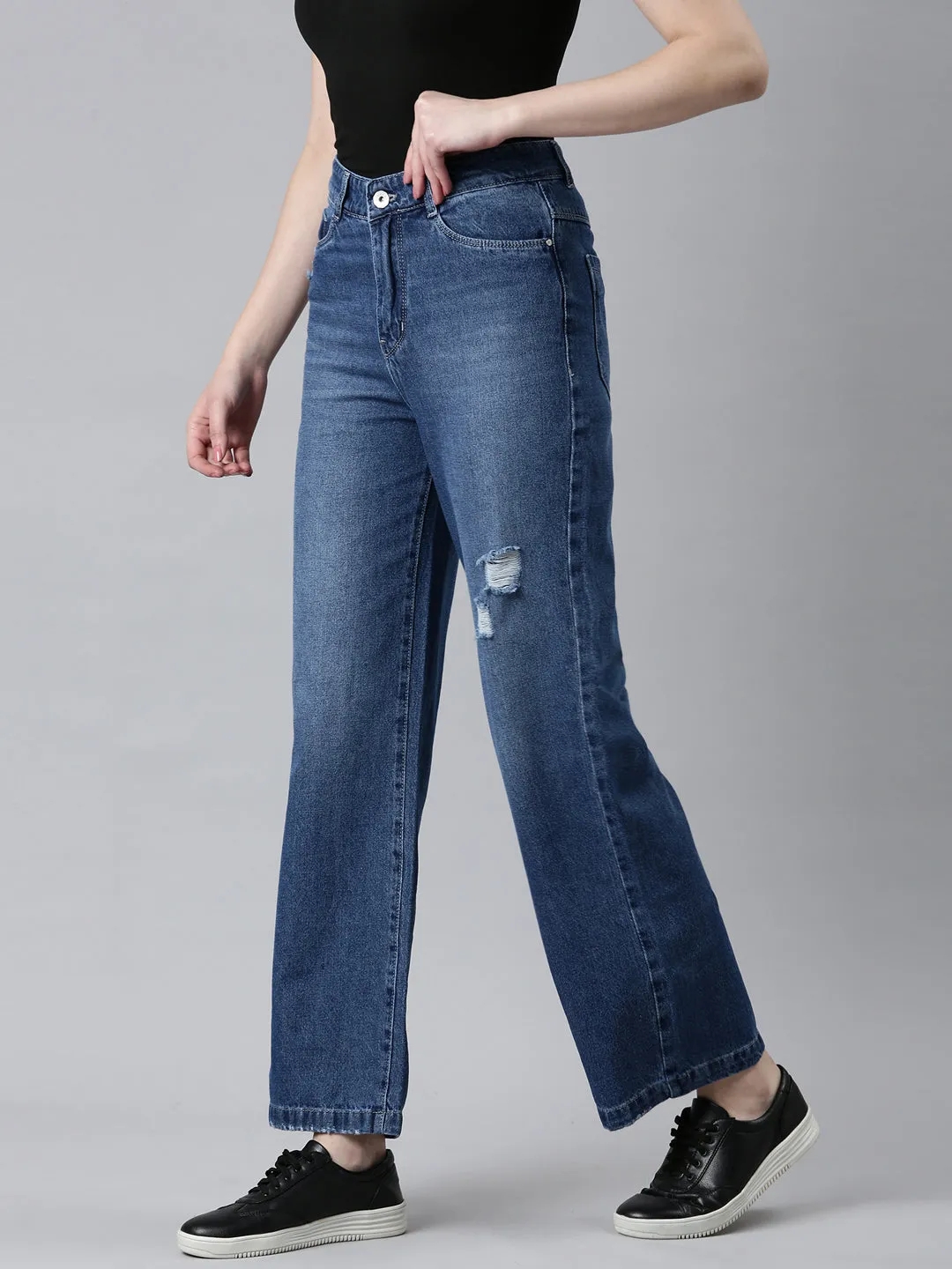 Everyday Fashion Lover Women's Blue Jean Wide Leg High-Rise Light Fade Denim Jeans