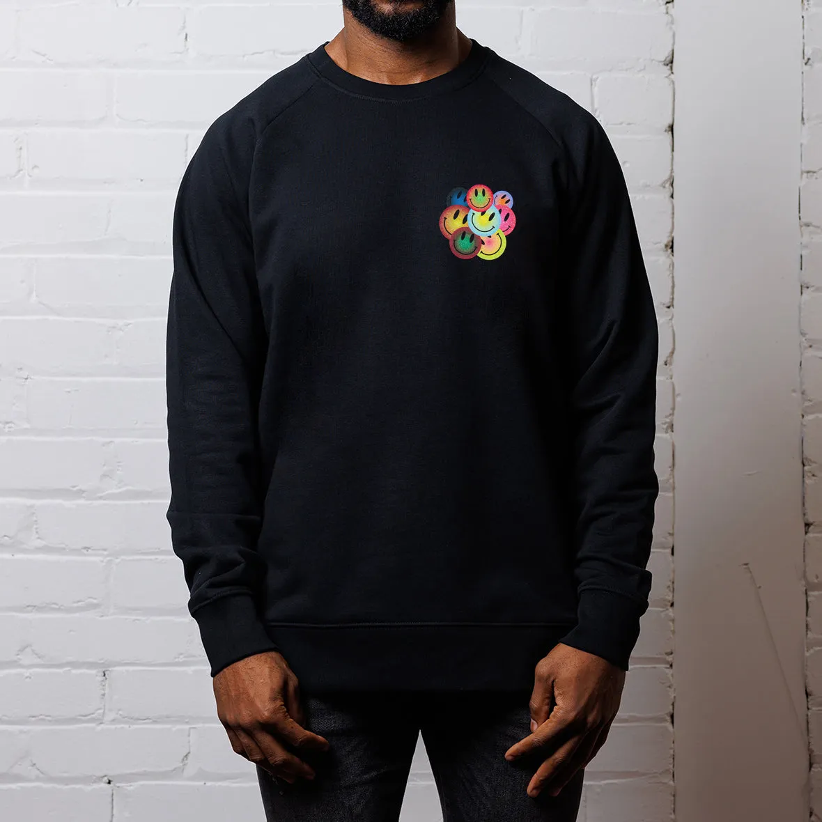 chain accents packable All The Smileys Back Print - Sweatshirt - Black