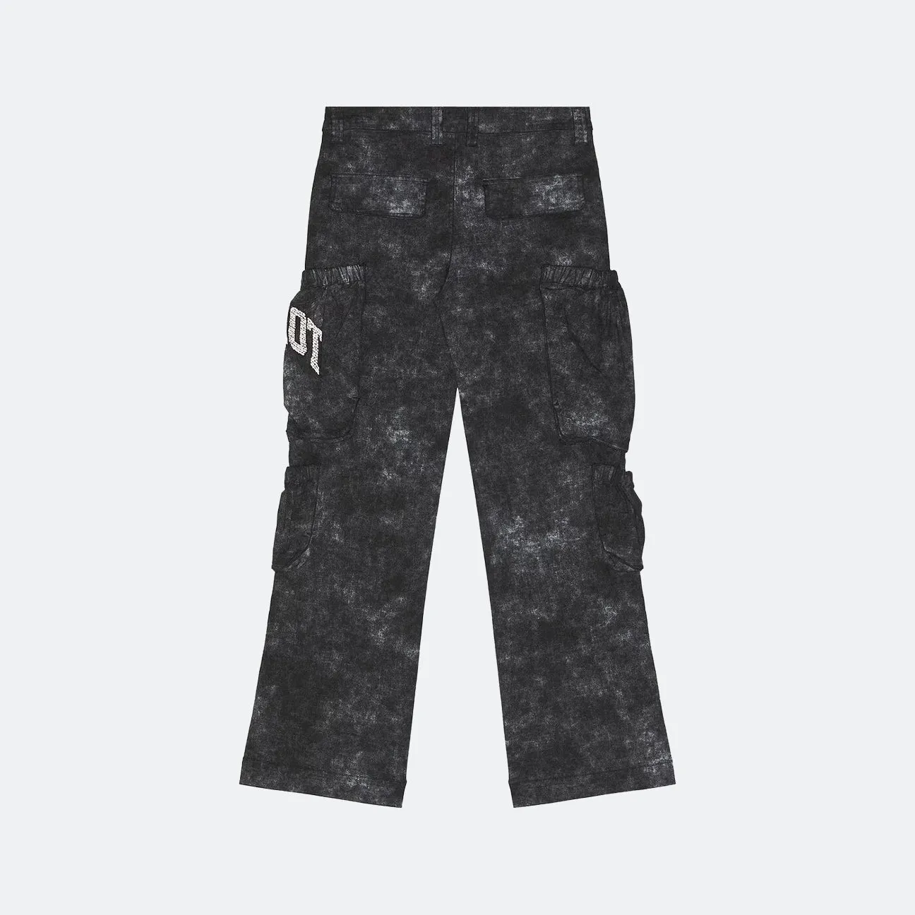AdjustableDrawstring Fade Resistant Dye Honor The Gift Twill Cargo Wide Leg Pant-Black