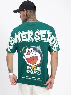 Cotton Blend Men's Graphic Green Relaxed Fit T-Shirt