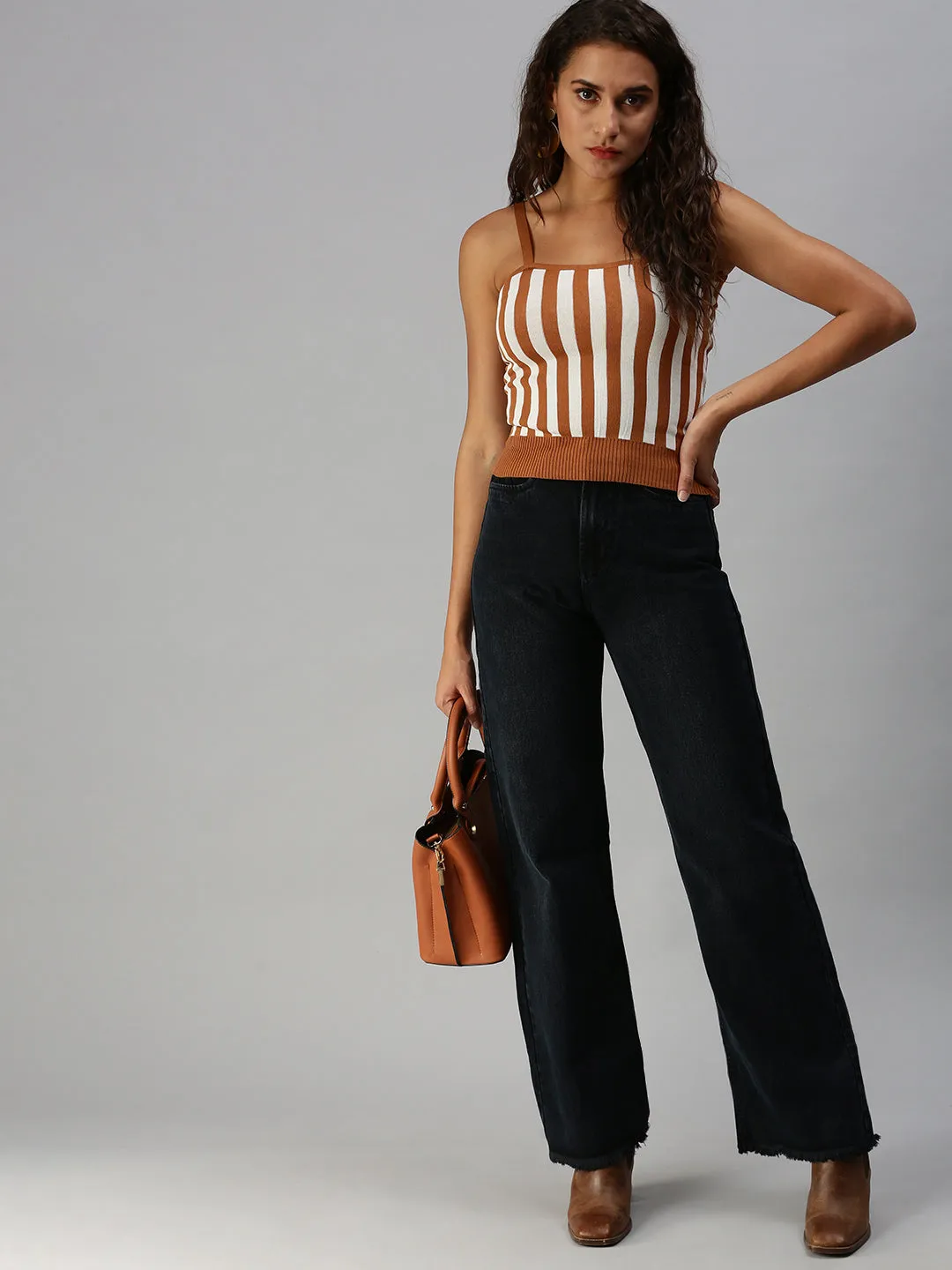 Women's Grey Wide Leg High-Rise Jeans Essential Wear Favorite Basic