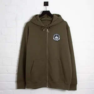 Illegal Rave Crest - Zipped Hood - Khaki Timeless Minimal Autumn Wear