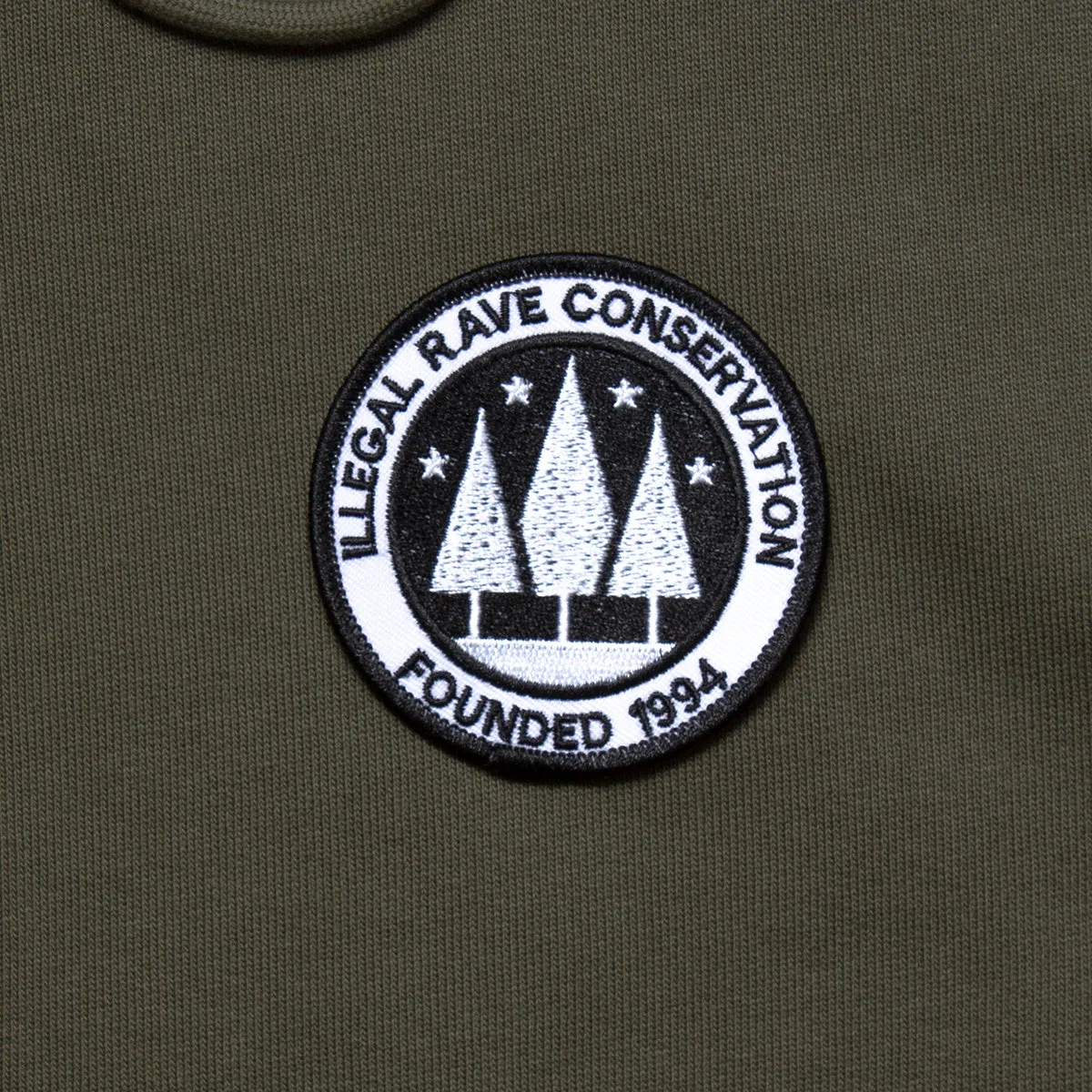 Checkered Illegal Rave Crest - Zipped Hood - Khaki
