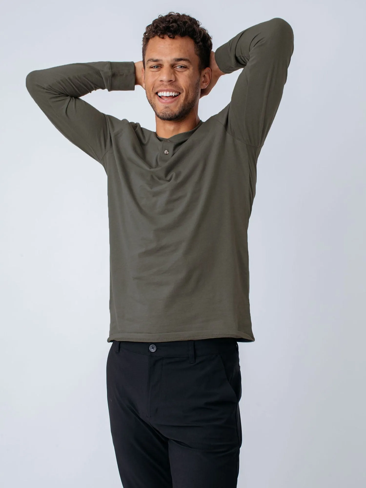 Stone Green Long Sleeve Henley FINAL SALE Christmas Comfortable Layering