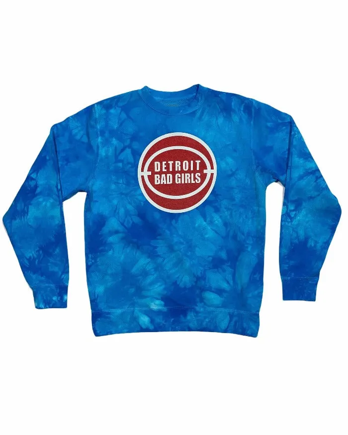 Velvet Breathable Ink Detroit Bad Girls Tie Dye Crewneck Sweatshirt - Electric Blue
