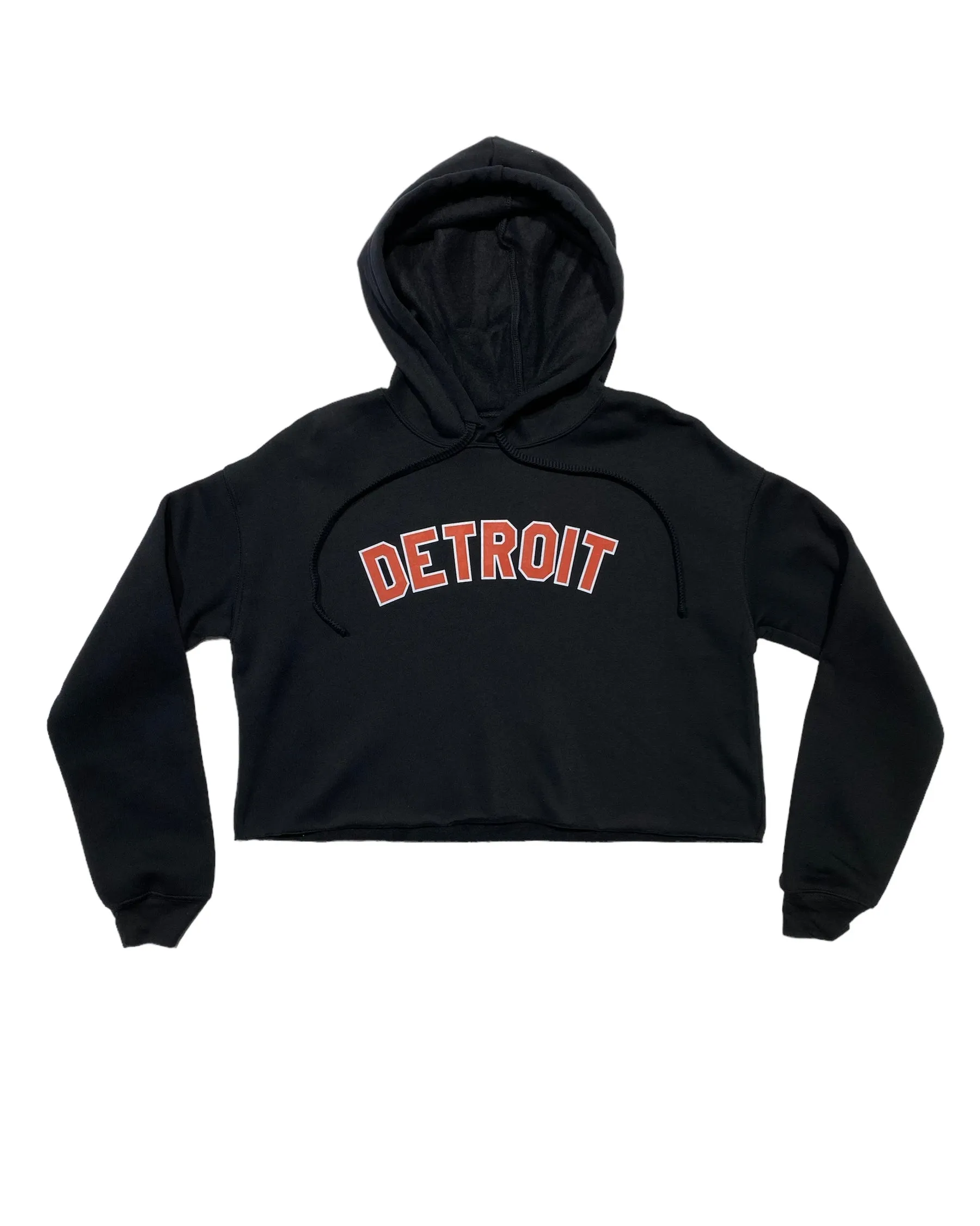 Ink Detroit - Classic Fleece Crop Hoodie - Red and white print on black product development