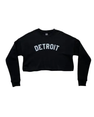 Collared Ink Detroit - Classic Women's Cropped Fleece Crewneck Sweatshirt - Black