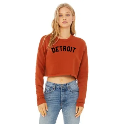 Ink Detroit - Classic Women's Cropped Fleece Crewneck Sweatshirt - Brick eyewear accents Stylish Layer