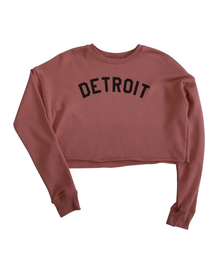 Fresh Relaxed Ink Detroit - Classic Women's Cropped Fleece Crewneck Sweatshirt - Mauve