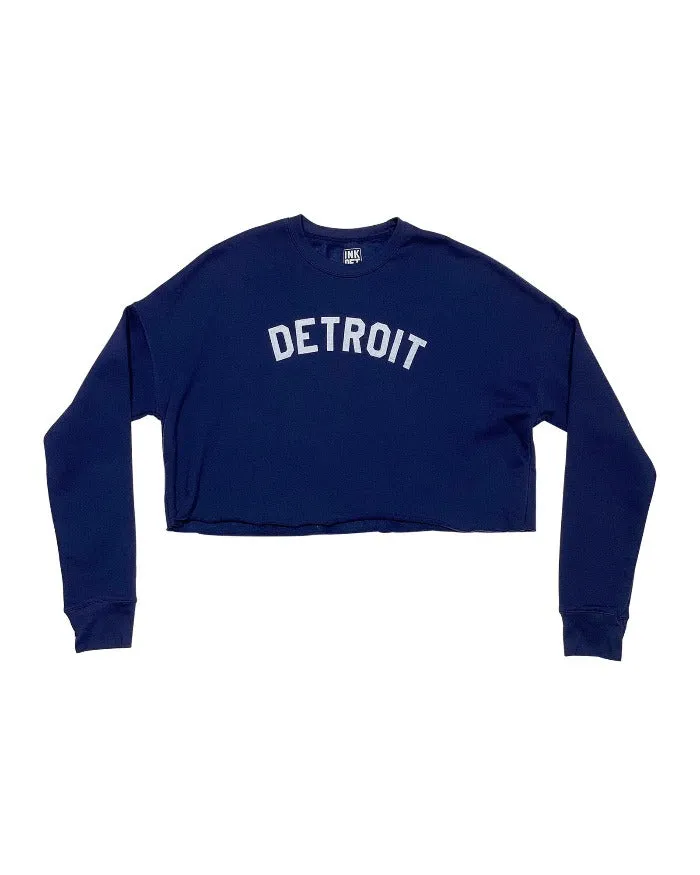 anti static coating Ink Detroit - Classic Women's Cropped Fleece Crewneck Sweatshirt - Navy