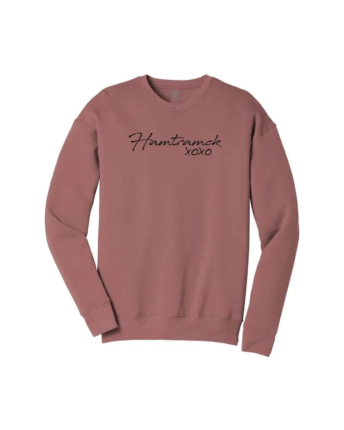 Ink Detroit Hamtramck XOXO Crewneck Sweatshirt - Mauve Classic Sporty